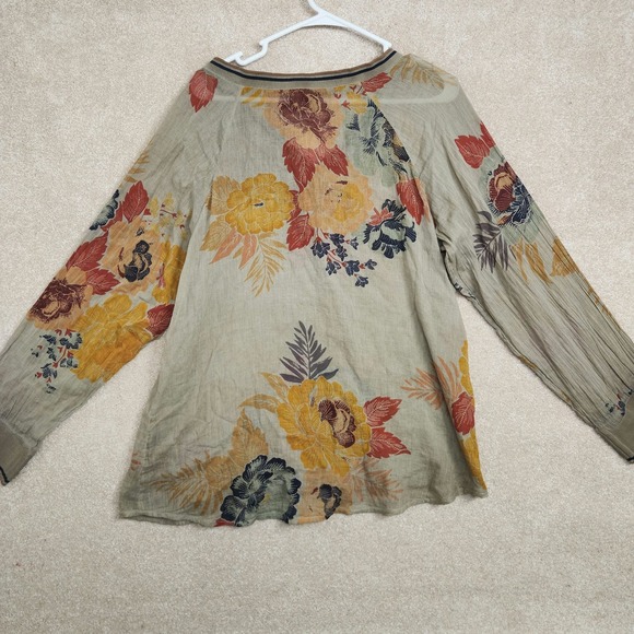 Vintage Goa Sand Vintage Wash Floral Long Sleeve V-Neck Tunic Size XL NWT - Picture 3 of 8